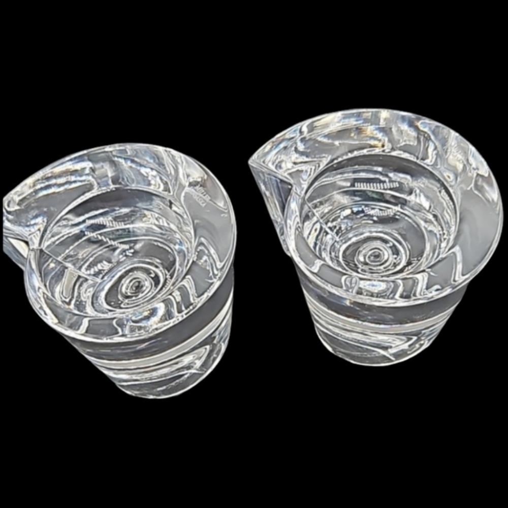 Miller Rogaska lead crystal taper candlestick holders spiral design